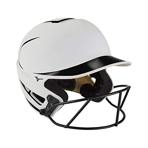 Mizuno F6 Adult Fastpitch Softball Batting Helmet with Mask, White-Black,...