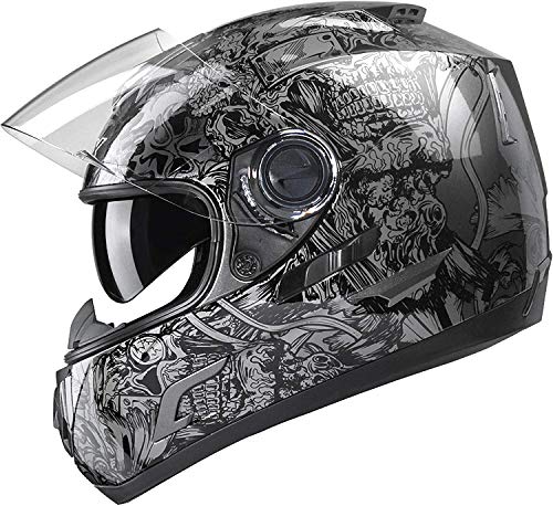 GLX GX15 Lightweight Full Face Motorcycle Street Bike Helmet with Internal...